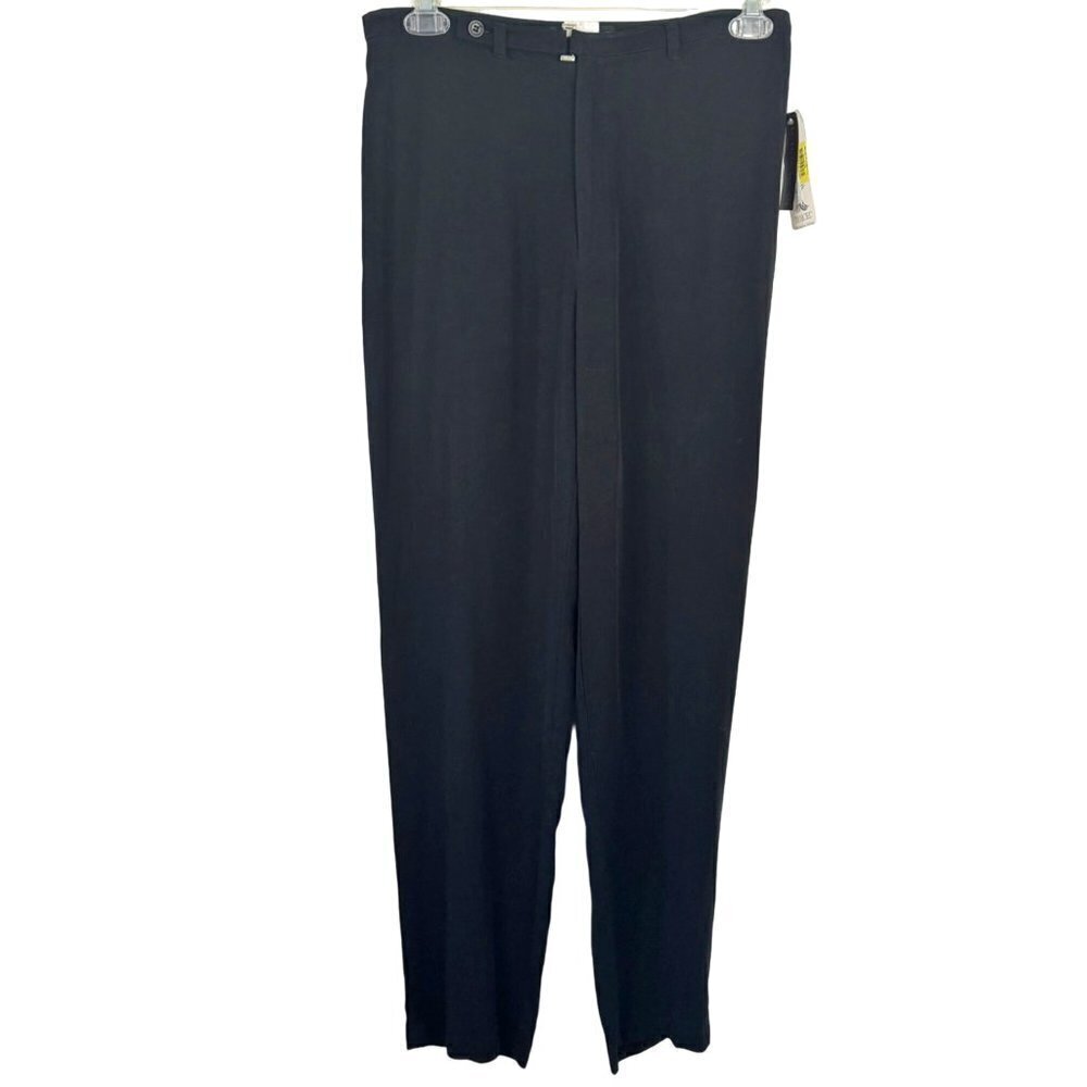 Action Wear NWT Black Tencel Lyocell Flat Front Straight LegTrouser Slacks Sz 10